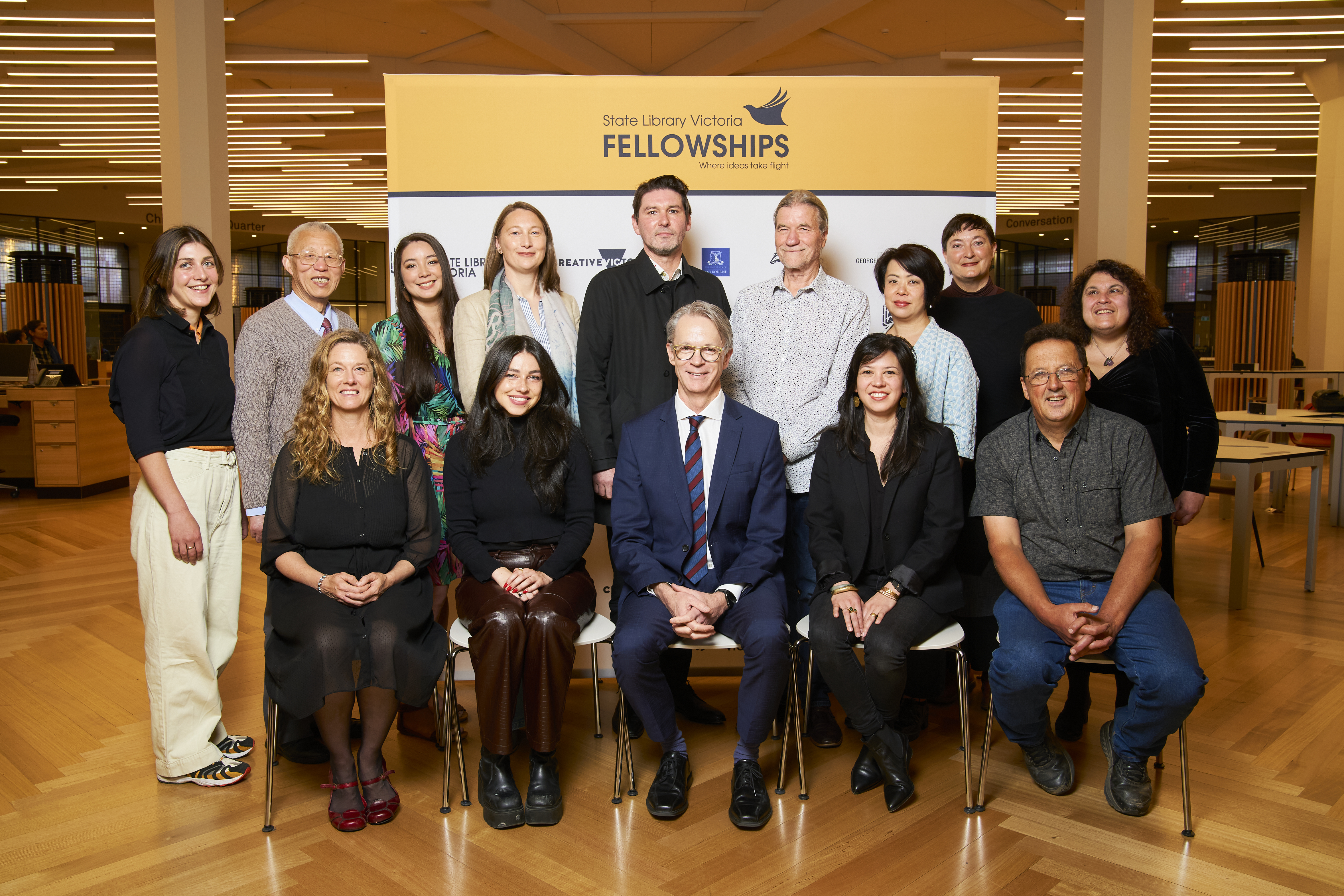 2023 Fellows with State Library Victoria CEO Paul Duldig