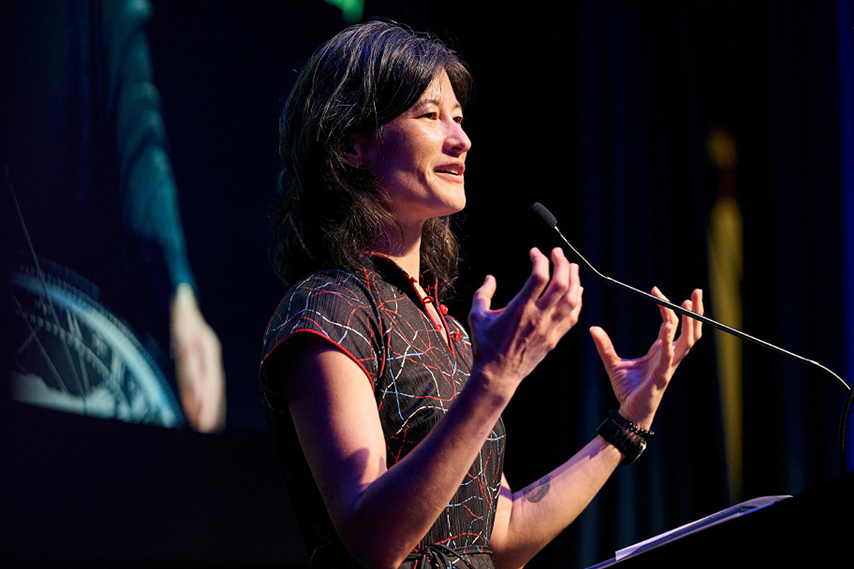 A speaker giving a teacher