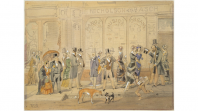 Painting of people on Collins St in 1880