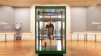 Glass display cabinet with armour inside