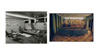 Images of two 60s houses with televisions