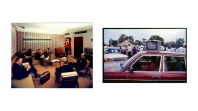 Two 60s living rooms with TVs