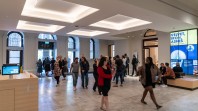 foyer with people entering library
