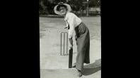Batting in a women's cricket match, c 1905-10