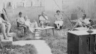German immigrants in the backyard of the house rented by Helene and Josef Sandl