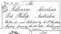 1838 edition of the 'Melbourne Advertiser'