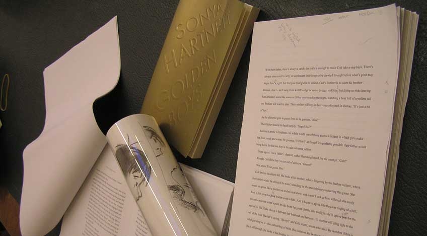assorted literary papers belonging to Australian author Sonya Hartnett including edited Golden Boys manuscript, illustrations and letters