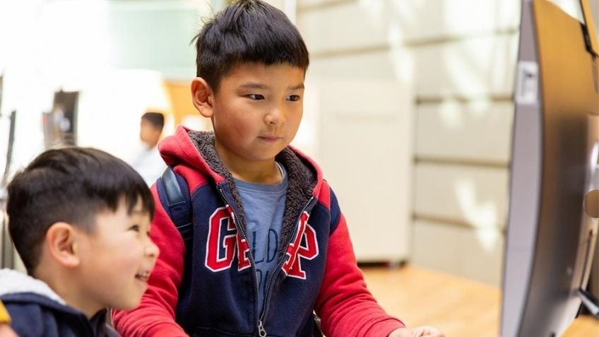 Two children at State Library Victoria 