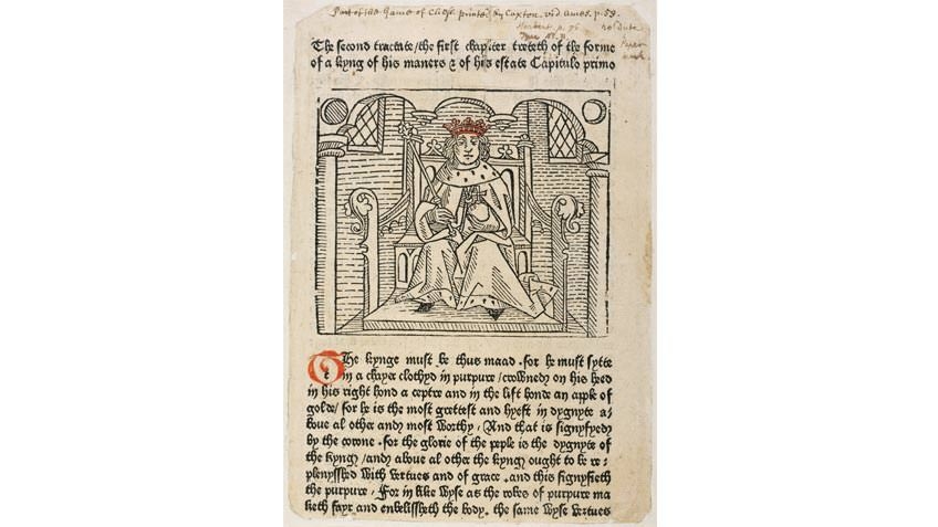 Leaf from Caxton’s 'The game and play of chess', 1483