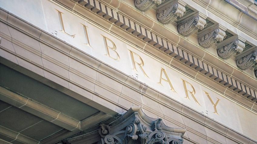 Architectural detail of the Library facade