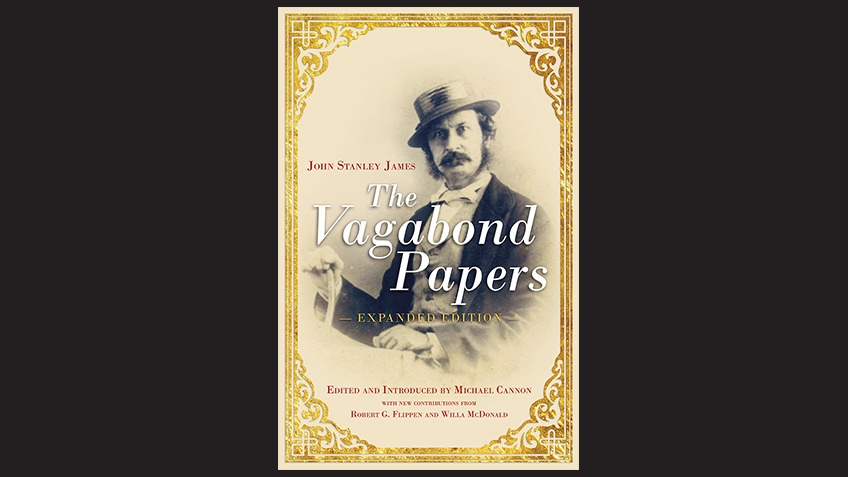 Book cover of the Vagabond Papers by Michael Cannon, with black and white photo of 19th-century writer known as the Vagabond
