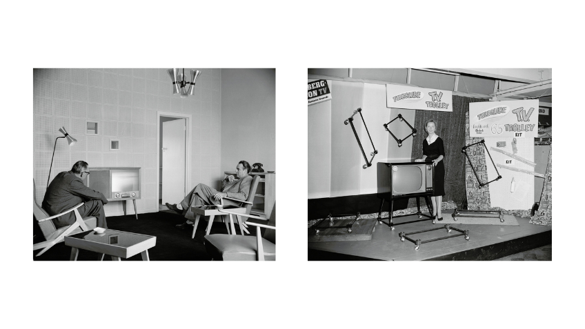 Black and white photos of old TV sets