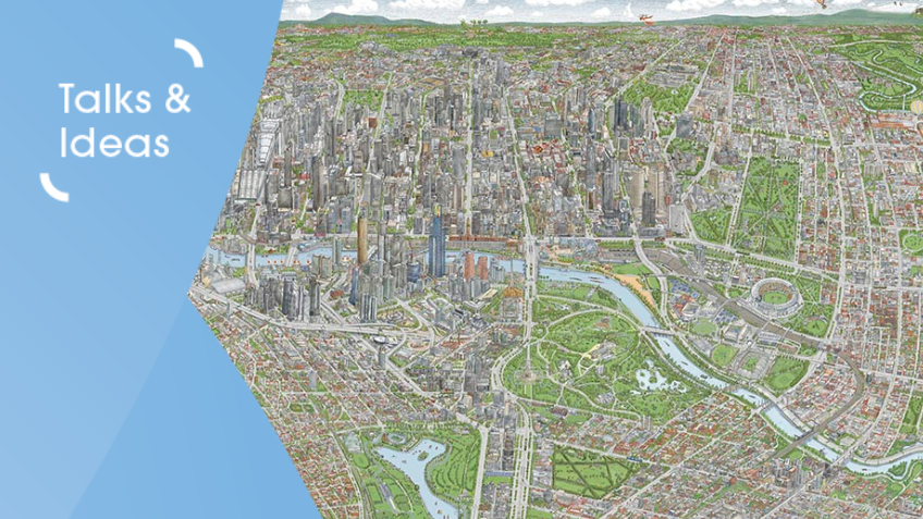 An illustration of a map of Melbourne produced by Melinda Clarke