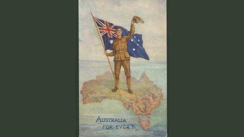 Postcard with call to arms: Australia for ever!