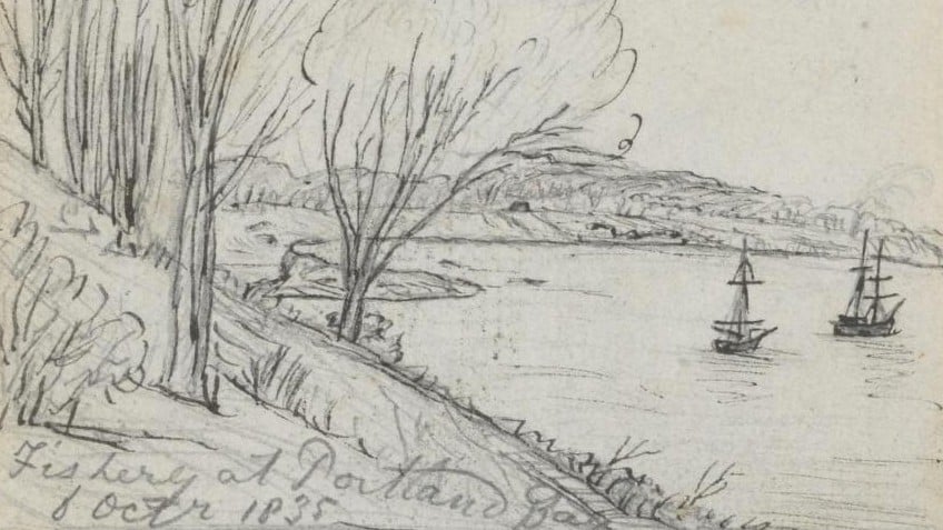 Fishing at Portland Bay, Wedge field book, 1835