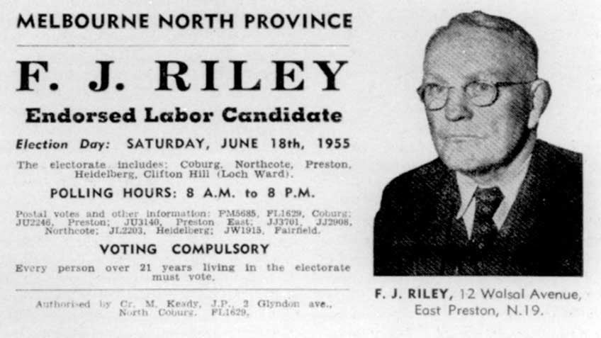 Fred Riley how-to-vote leaflet