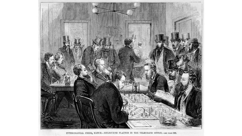 Intercolonial chess match in Melbourne's telegraph office, 1873