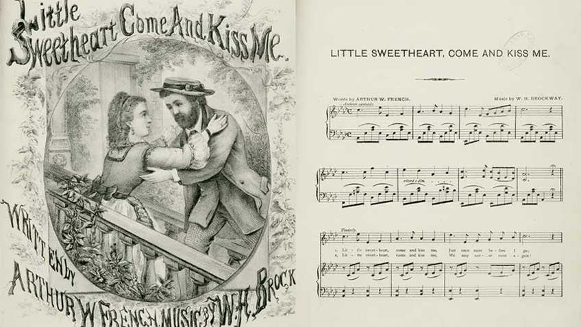Sheet music for Little Sweetheart, come and kiss me, 1875