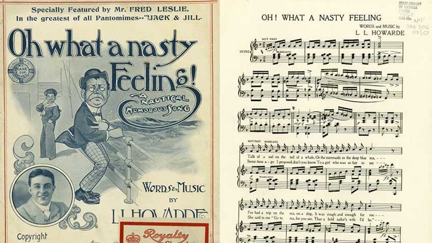 Words and music for 'Oh! what a nasty feeling', the original sea sick song