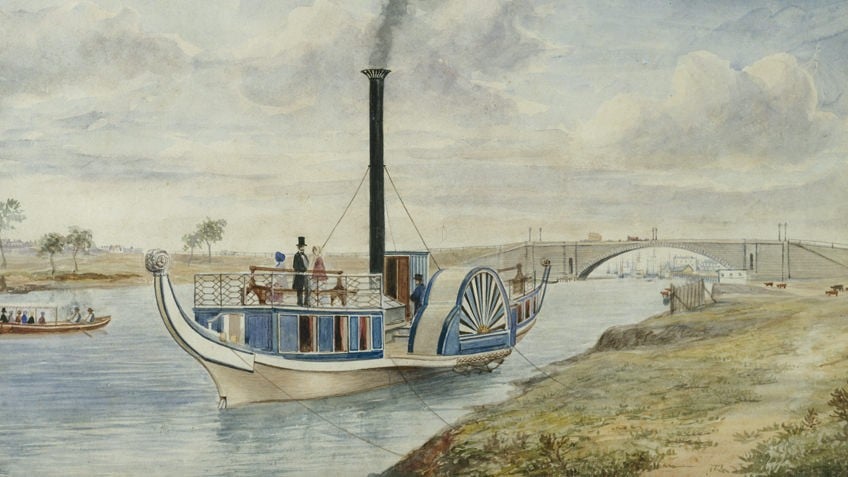 Yarra river paddle-steamer, by FW Wilson, 1855