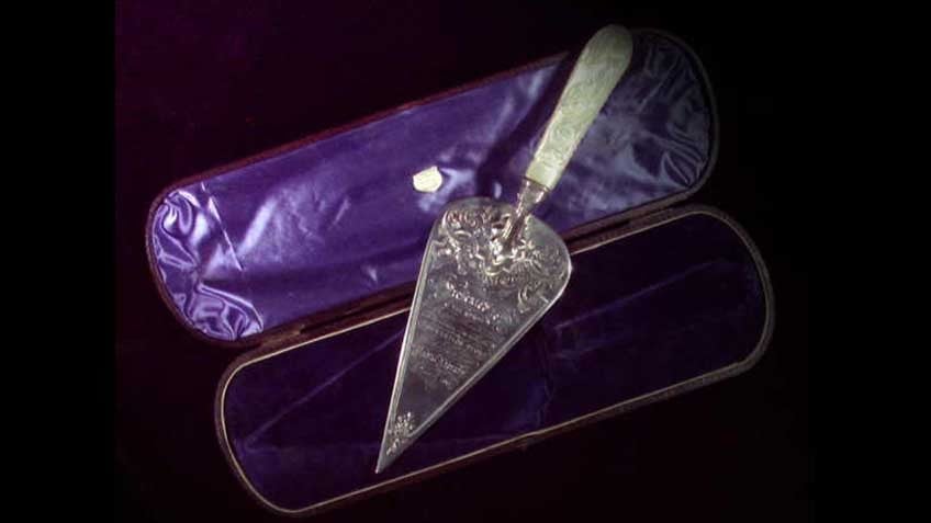 Silver trowel presented to Sir Redmond Barry