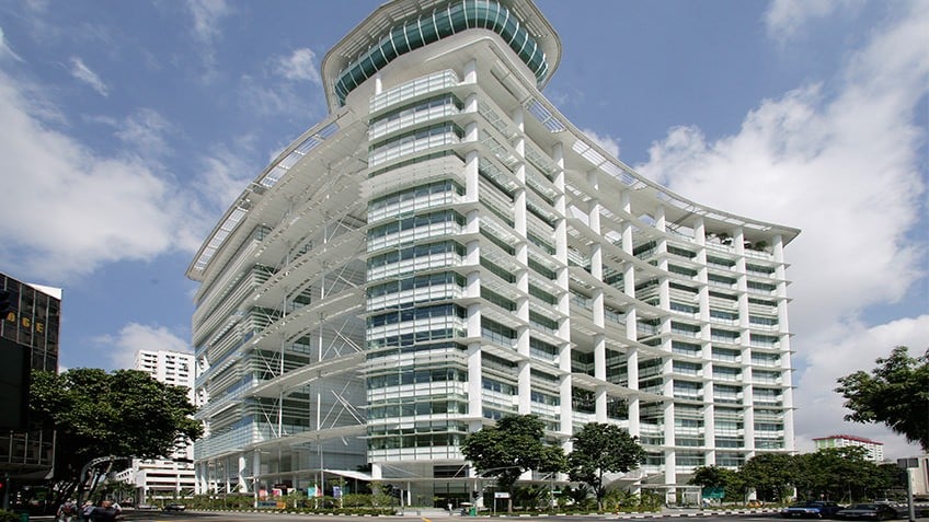 colour photo of modern white multistorey building