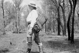 CFOV 2021 camping Black and white photo of a women walking in the Australian bushland
