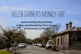 Helen Garner's Monkey Grip colour still from documentary about Helen Garner's Melbourne with inner-city backstreet with cars and terrace houses