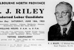 Fred Riley how-to-vote leaflet Fred Riley how-to-vote leaflet
