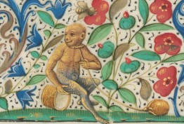 Pontifical 1500-20 detail detail of medieval manuscript with monkey