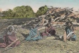 Postcard depicting Aboriginal people at their camp, c 1909