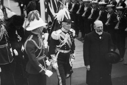 The Prime Minister and Governor General inspecting a line of sailors The Prime Minister and Governor General inspecting a line of sailors