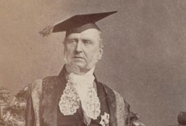 sepia photo of Sir Redmond Barry in Chancellor's robes