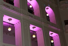 Photo of back-lit balconies of the dome during White Night 2013