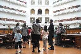 Photograph of a tour group in the La Trobe Reading Room