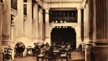 Sepia photo of Queens Hall in 1859