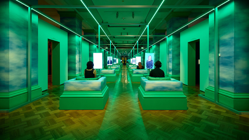 Installation view of Make Believe: Encounters with Misinformation exhibition at State Library Victoria