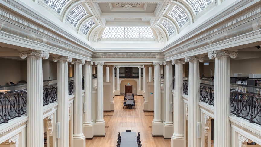 view from mezzanine of Queen's Hall