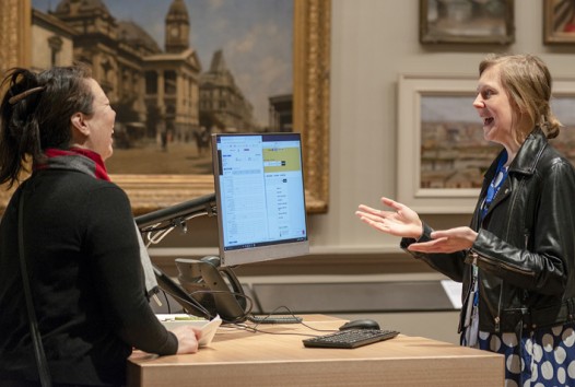 Librarian answering a question