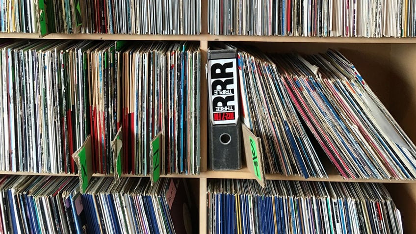 Photo of shelves of records